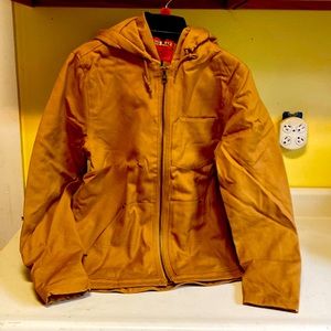 BIG MAC SMALL HOODED WORK JACKET STAIN & OIL REPEL, LINED HEAVY DUTY FABRIC